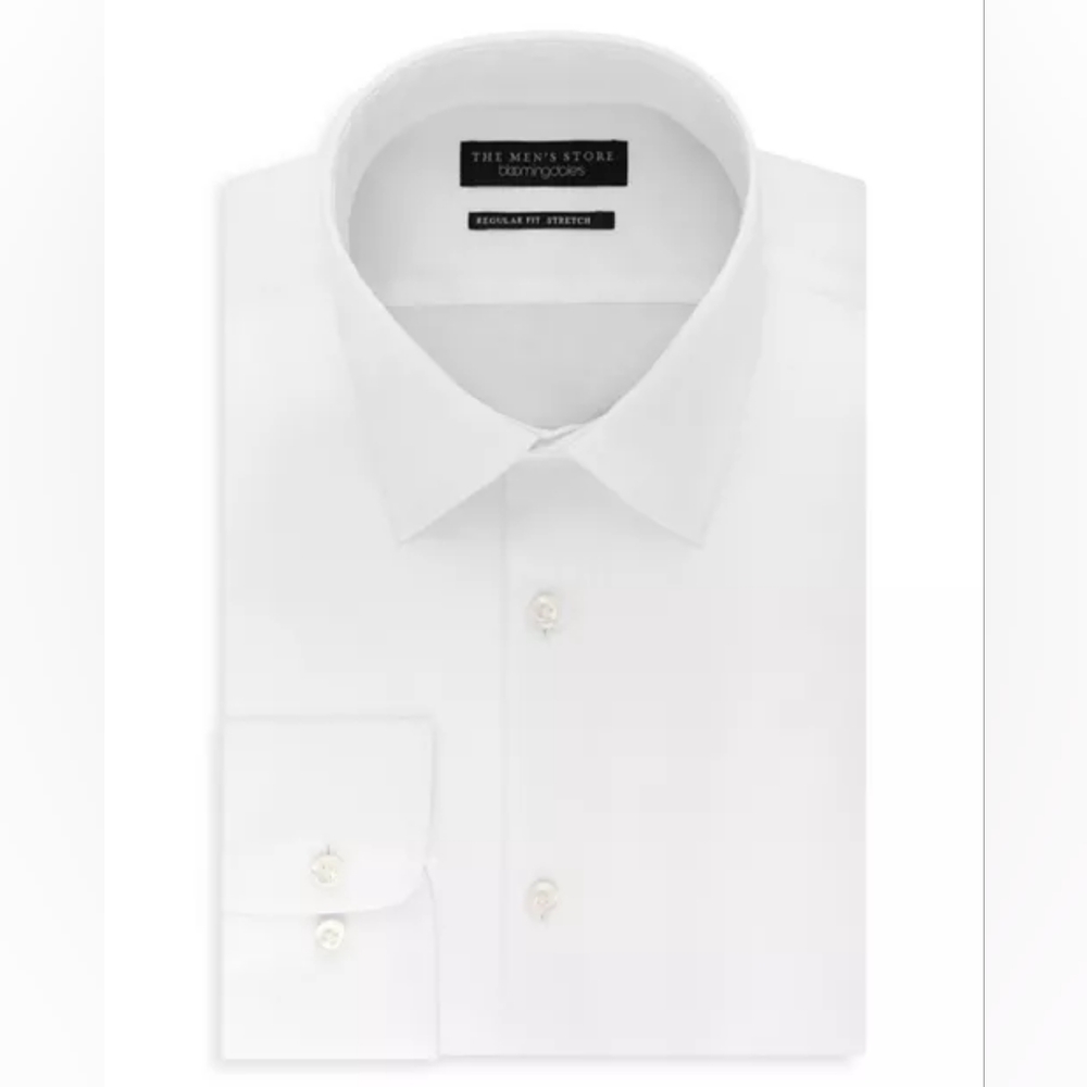New Bloomingdales Men's Store White Regular Fit Dress Shirt